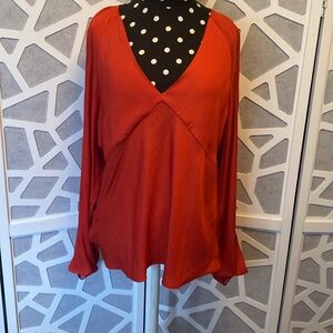 Banana Republic top, satin; Reddish Orange; Size XL
